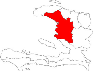 Map of Haiti with Artibonite Department highlighted, ideal for geographic, agricultural, and regional study projects.

