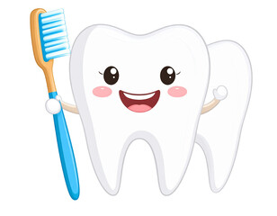 tooth with toothbrush