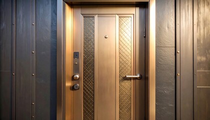 Fototapeta premium Modern bronze door on a dark exterior