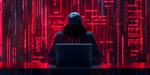 Hacker leak concept illustration - Cybercriminals broke into a computer system. The attack put sensitive information at risk.