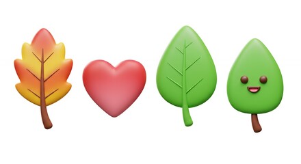 Colorful leaf and heart illustration