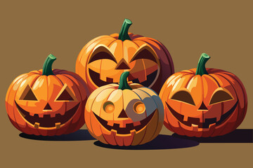 Six Cartoon Halloween Animals A Vector Illustration Featuring Spooky Characters