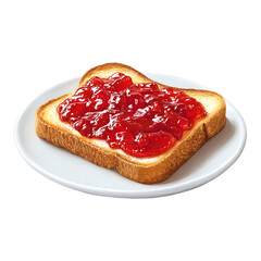 Toast with red fruit spread on a white plate a simple breakfast