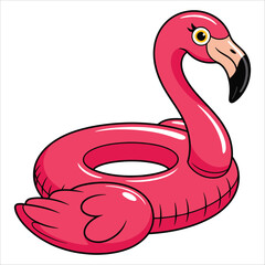 Flamingo inflatable swimming ring isolated on white background. Playful summer inflatable ring ideal for beach design pool parties and summer event graphics.