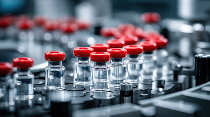 Obraz premium Pharmaceutical Vials on Automated Production Line