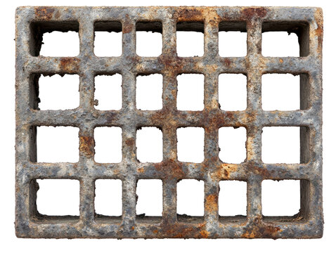 Rusty Metal Grid on Transparent Background