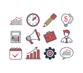 Business & Marketing Line Art Icon Set for Strategy
