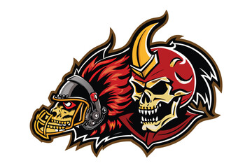 Fantasy Warrior Skull Mascot Logo for T-shirts & American Football Team Branding