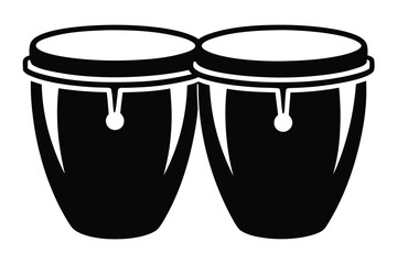 Musical bongos silhouette on white background