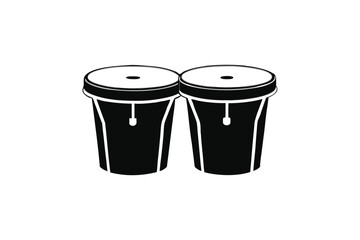 Musical bongos silhouette on white background