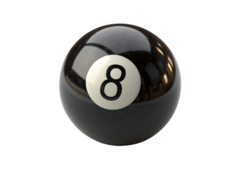 Black eight ball with white number on gray background