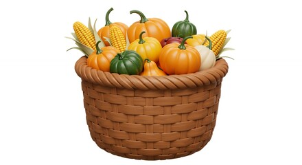 Decorative gourd and corn basket