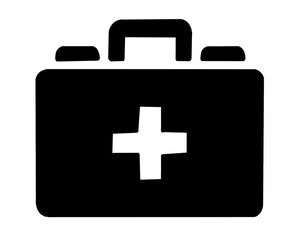 Obraz premium Medical bag silhouette, health icon, icon isolated on white background 