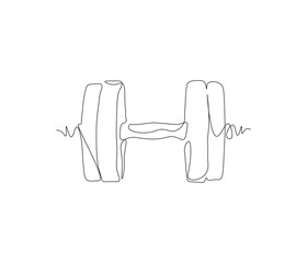 One continuous line drawing of dumbbell. single line of dumbbells illustration. Editable outline