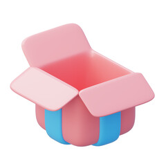 Pink gift box with a blue ribbon