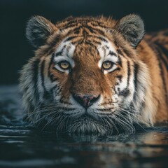 Fototapeta premium Close-up of a tiger's face above water