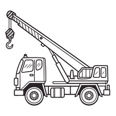 Naklejka premium Outlined Crane Truck Illustration for Coloring Book or Educational Material