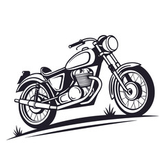 Obraz premium Classic Motorcycle Vector Illustration in Black and White on a White Background