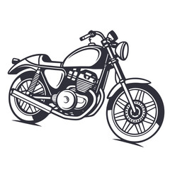 Obraz premium Monochrome vector illustration of a classic motorcycle isolated on white background