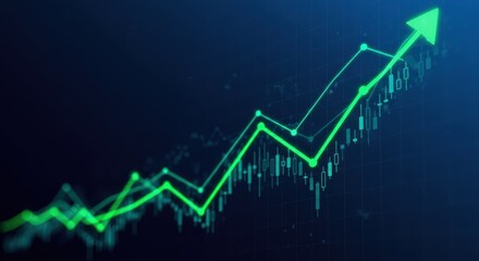 Visualizing the Upward Trend of Financial Markets and Economic Growth Through Dynamic Stock Charts and Arrows