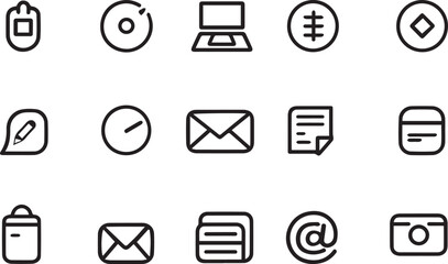 Collection of communication and technology icons computer email