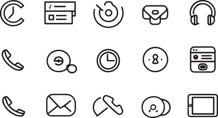 Collection of communication and technology icons phone headphones