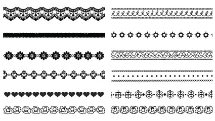Decorative borders with floral hearts and geometric patterns floral patterns heart shapes