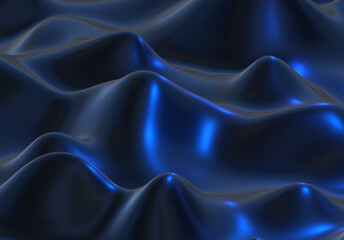 abstract 3d dark blue background  silk liquid chrome metalic Purple wave oil shiny flowing design render wallpaper