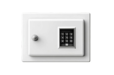 Secure white safe with keypad, protecting valuables, assets, and financial data