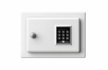 Secure white safe with keypad, protecting valuables, assets, and financial data