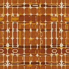 Retro Orange and Brown Pattern Tiles