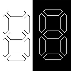 two identical 7-segment display outlines, one white on black, one black on white, forming the number 