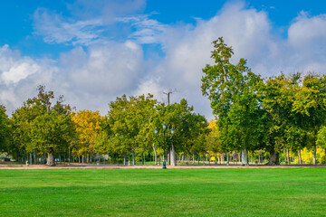 Wide view of gardens at the Royal Palace of Aranjuez