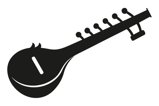 Silhouette of an ektara on a white background musical design