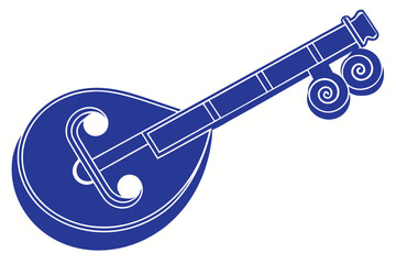 Naklejka premium Fujara musical instrument silhouette on white background