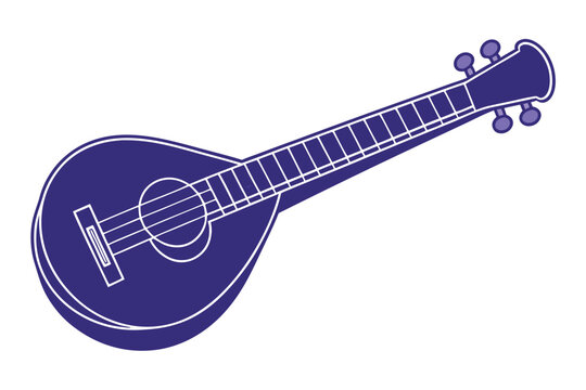 Elegant sarod silhouette on a clean white background for music themes
