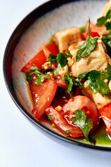 Vibrantly Fresh Salad Featuring Juicy Tomatoes, Crisp Cilantro, and Flavorful Ingredients for a Perfect Healthy Dish