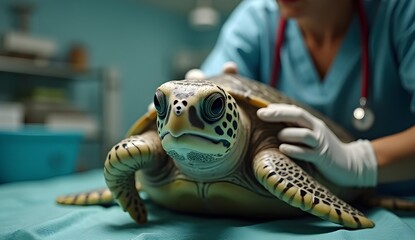 Vet Care for Rescued Animals: Well-Lit Treatment Scene
