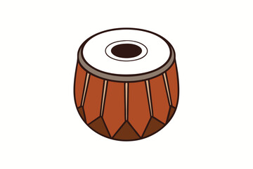 Tabla silhouette on white musical background