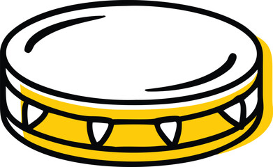 Tamborim silhouette on white musical background