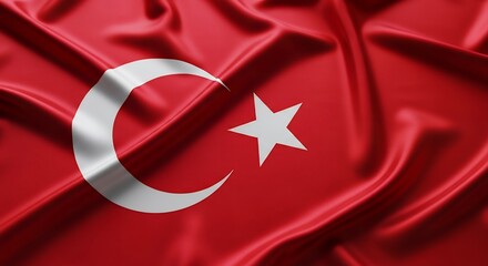 Obraz premium A waving Turkish flag concept for 30 ağustos Zafer Bayramı (Victory Day). This stylized red flag with the white crescent and star is suitable for patriotic and political themes in Izmir, Turkey