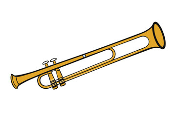 Obraz premium Trombone silhouette on white musical background