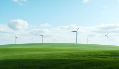 Sustainable Energy Park: Ground-Level Shot of Operating Wind Turbines