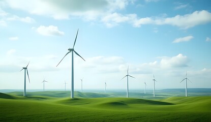 Modern Wind Turbines: Slow Rotation Captured in Sharp Focus