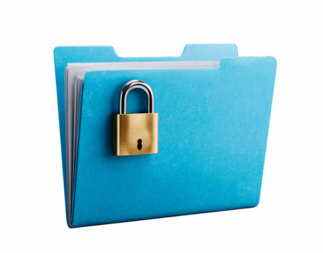 Secured confidential documents with padlock for data protection and privacy