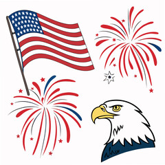 American flag eagle and fireworks celebration stars
