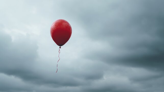 Red balloon in overcast sky (1)