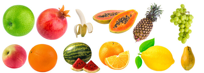 Fresh fruits isolated. png.