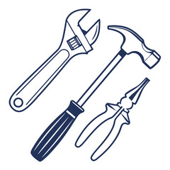 Adjustable wrench hammer and pliers tools