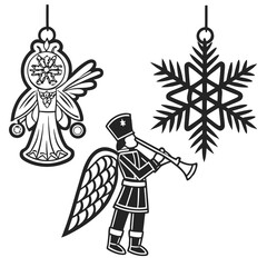 Angel snowflake and soldier ornaments christmas